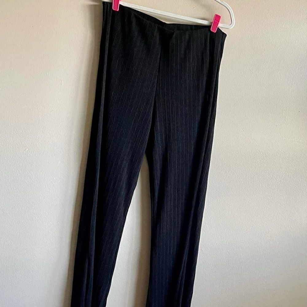 Zara NWT semi-sheer black pants wide leg sz XL
